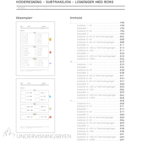 XXL Monstermatte - hoderegning - addisjon/subtraksjon - ark med differensiering - Bilde 6