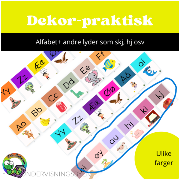 Alfabet, språklyder og diftong. DUSTY-farger