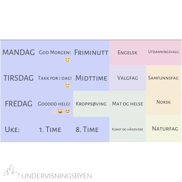 Timeplankort (ungdomstrinn/grunnskole)