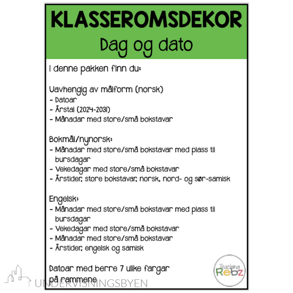 Dag og dato - klasseromsdekor - regnbue - Bilde 2
