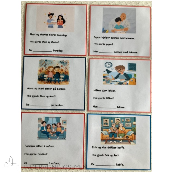 Kort for å øve på bøying av verb - Bilde 12