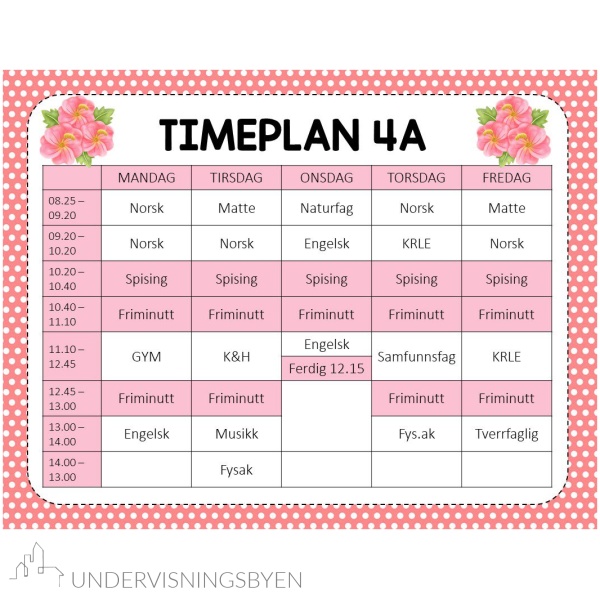 Redigerbare timeplaner 24/25 - Bilde 4