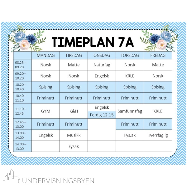 Redigerbare timeplaner 24/25
