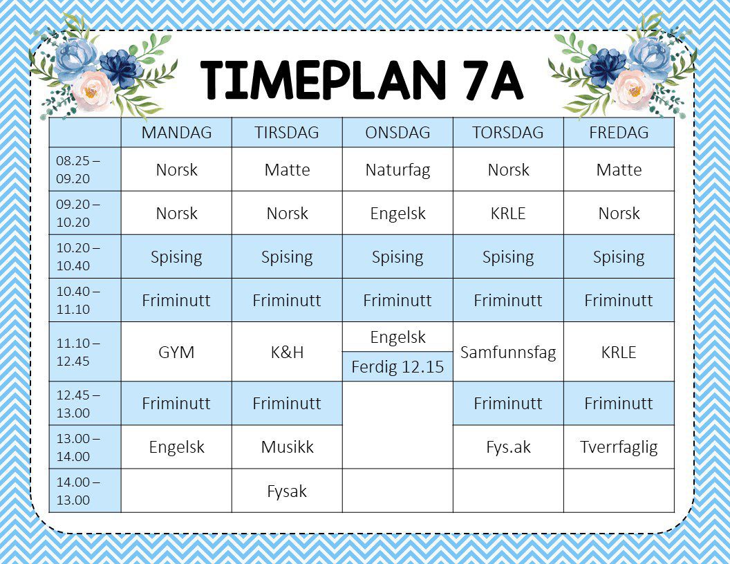 Redigerbare timeplaner 24/25