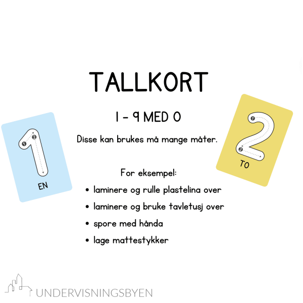 Tallkort 1-9 med 0 / spring / plastelina