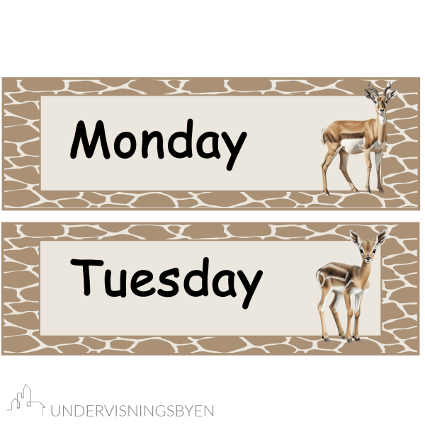 Klasseromsdekor Safari Kalender