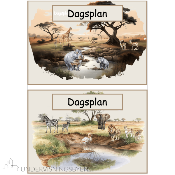 Klasseromsdekor Safari Dagsplan
