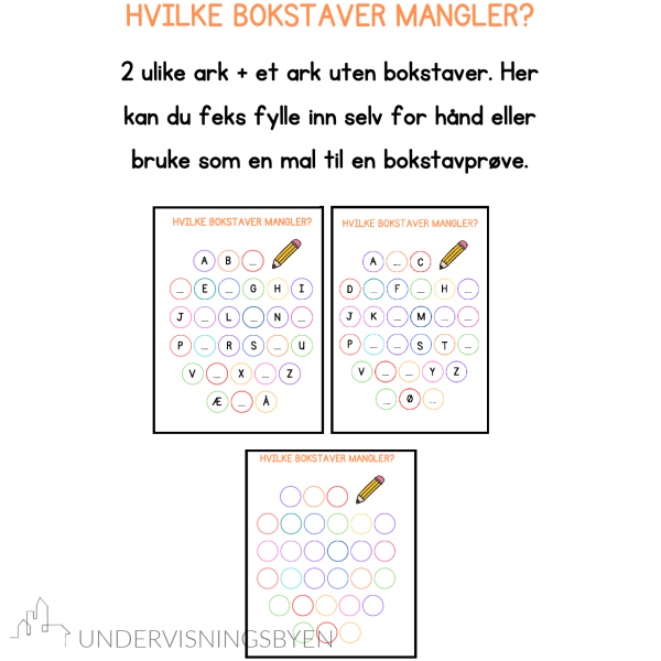 fyll inn bokstavene som mangler / bokstavprøve - 3 ark - Bilde 4
