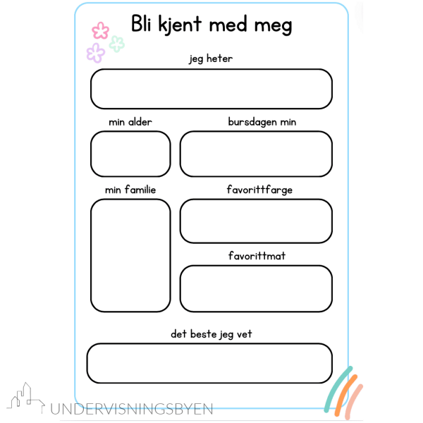 skolestart / ark "om meg" og "til min lærer" / 3 ark - Bilde 2