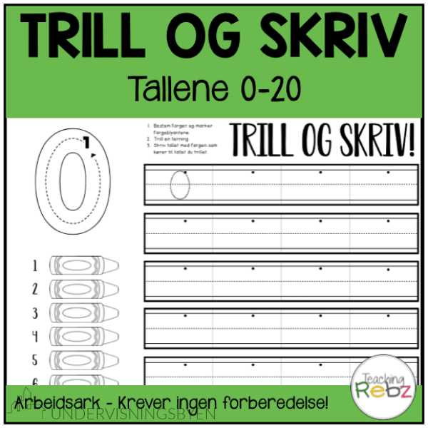 Trill og skriv - tallene 0-20 - NN og BM