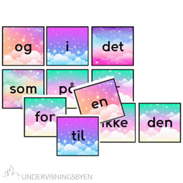 50 kort med høyfrekvente ord