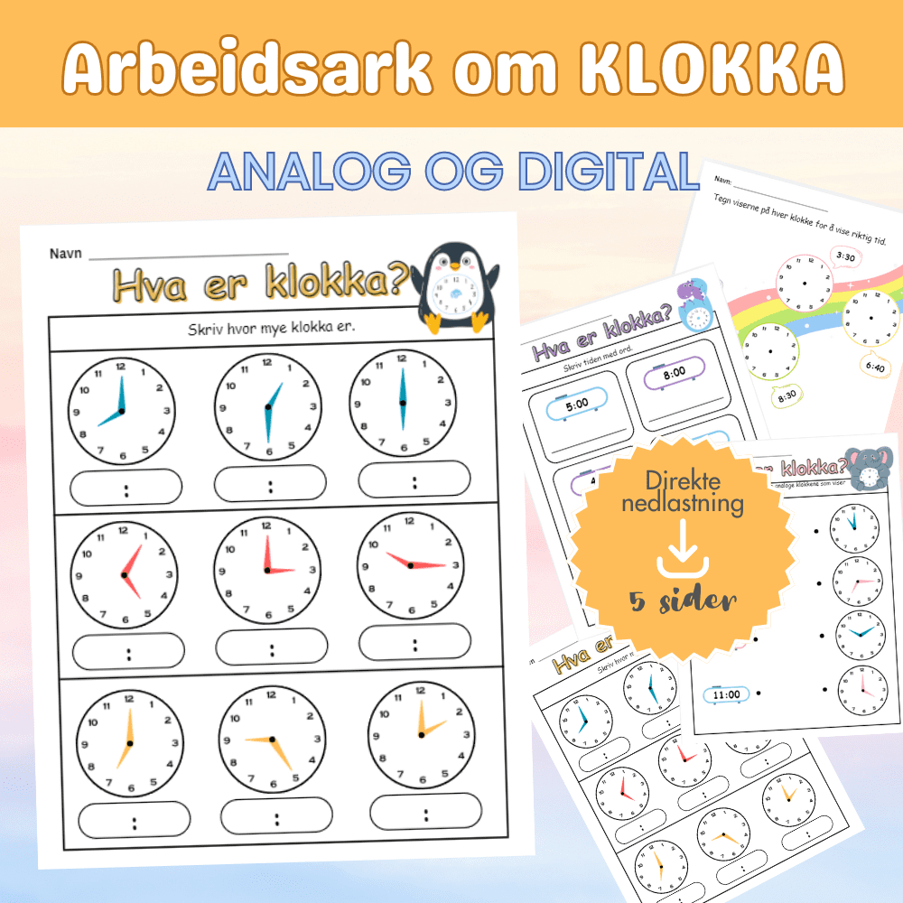 Arbeidshefte om KLOKKA – digital og analog