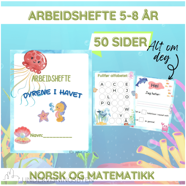 Arbeidshefte matematikk/norsk - 1./2. trinn - 50 SIDER