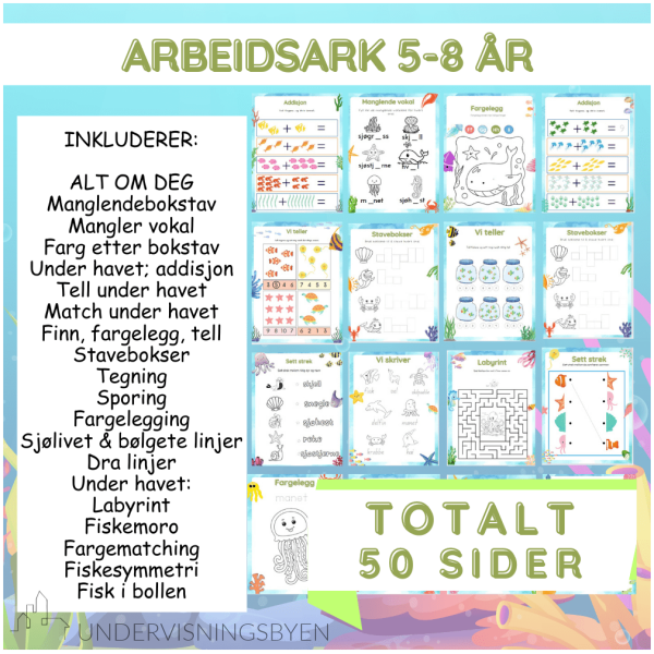 Arbeidshefte matematikk/norsk - 1./2. trinn - 50 SIDER - Bilde 2