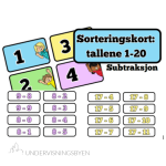 Sorteringskort: tallene 1-20 (subtraksjon)