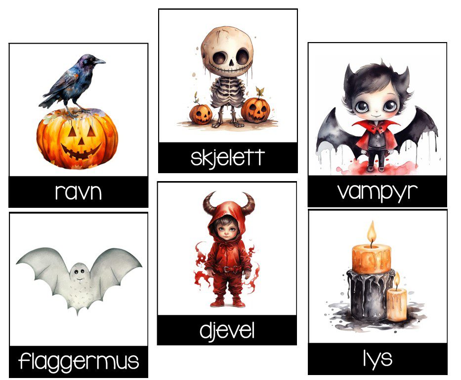 Halloween Flashcards Norsk