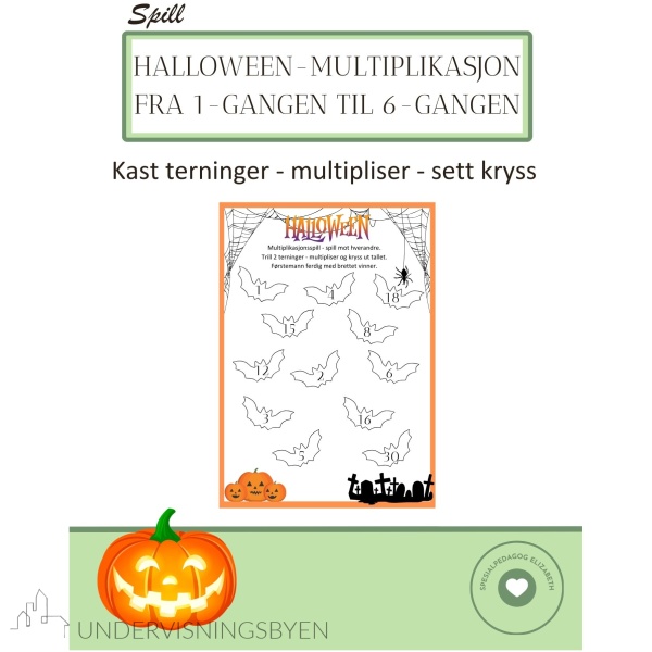 Halloween-multiplikasjon. 1-gangen til 6-gangen