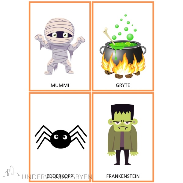 Halloween begrepskort & memory - på norsk og engelsk - Bilde 2