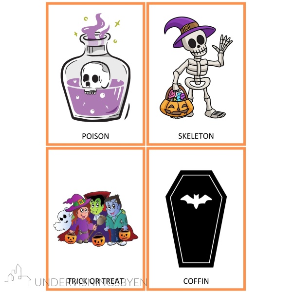 Halloween begrepskort & memory - på norsk og engelsk - Bilde 7