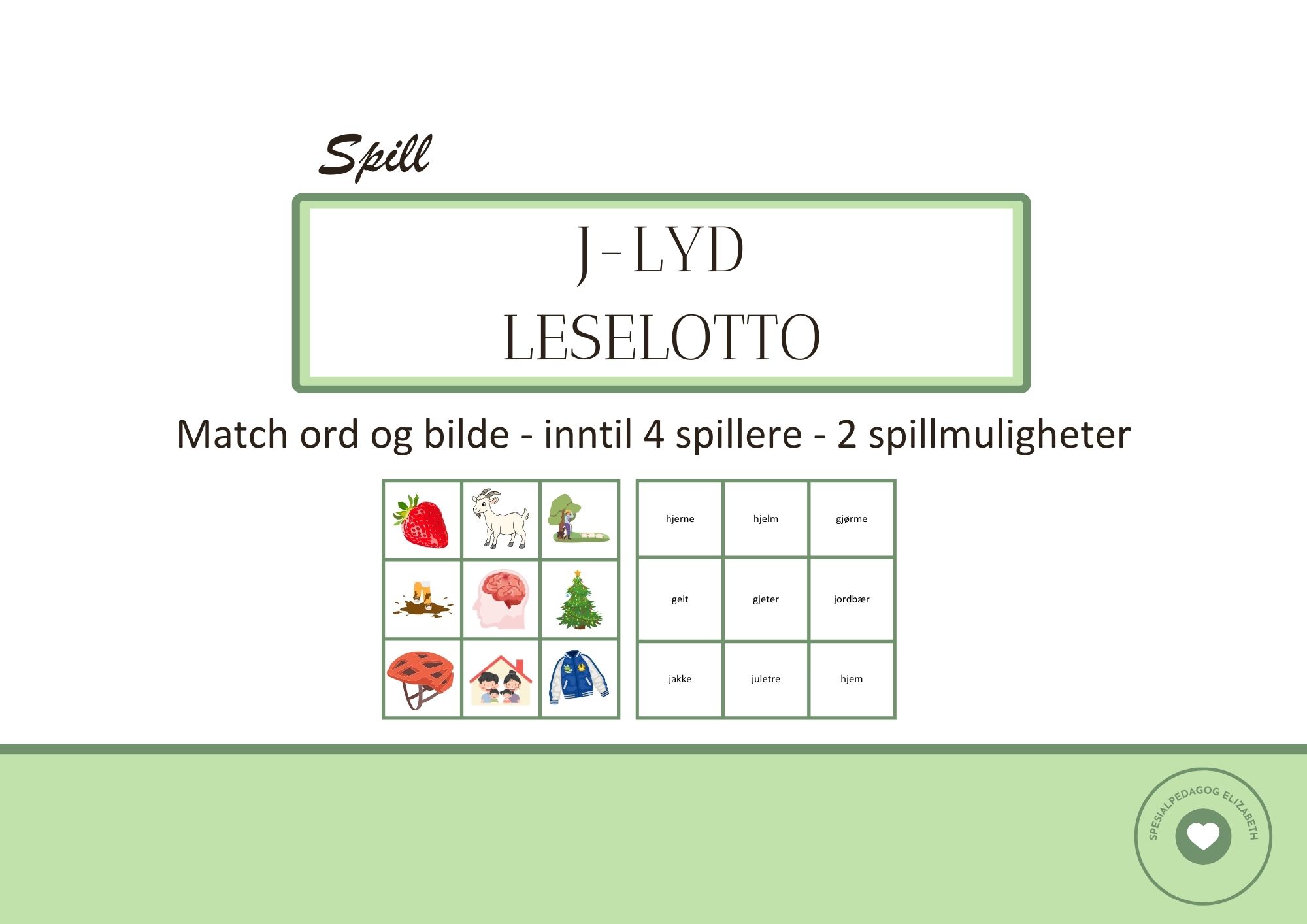 Leselotto med j-lyd – inntil fire spillere