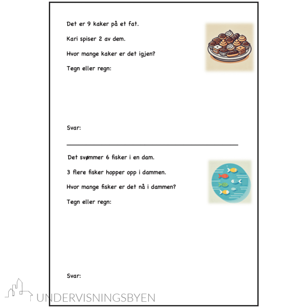 Jeg tegner og regner matte -BM- Enkle tekstoppgaver - 1.-3.trinn-spesialundervisning - Bilde 2