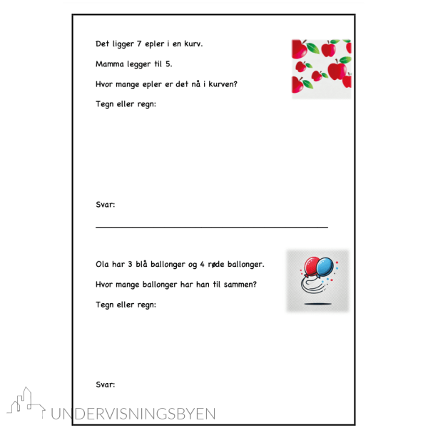 Jeg tegner og regner matte -BM- Enkle tekstoppgaver - 1.-3.trinn-spesialundervisning - Bilde 3