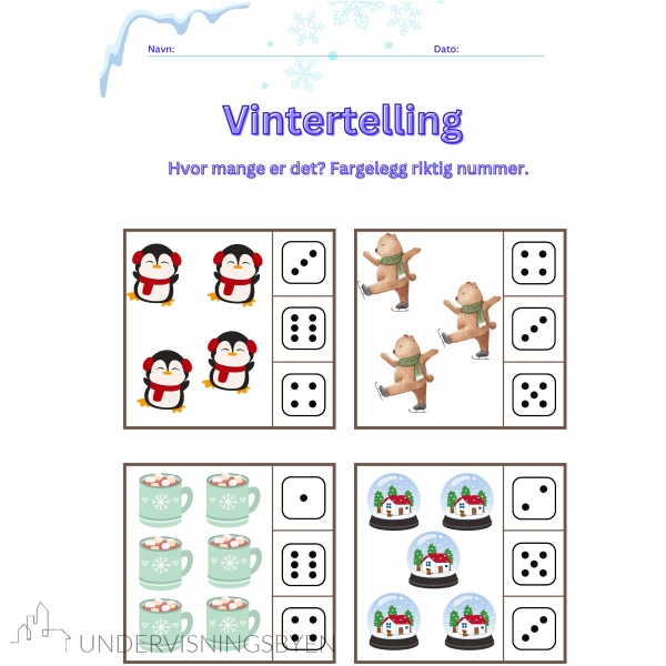 Vinter Aktivitetspakke - arbeidsark - Bilde 6