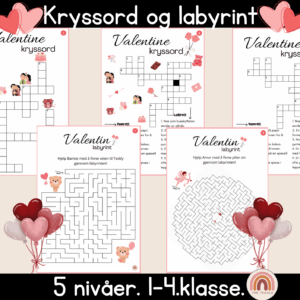 ❤️ Valentin, kryssord og labyrinter ❤️