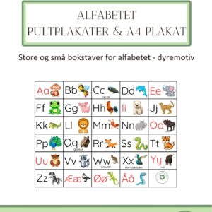 Alfabetet – pultplakat og A4 plakat – små og store bokstaver