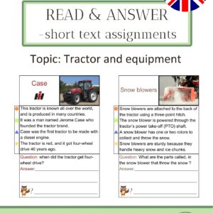 Read & answer 1- short text assignements - tractor & equipment