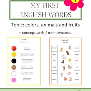 My first english words 1- colors, animals and fruits