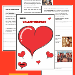 Hva er Valentinsdag? - BM - lesehefte m/spørsmål. ca 4.-6.trinn