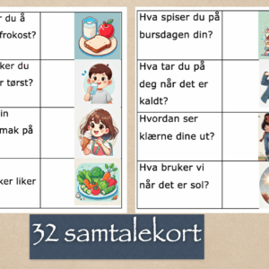 Samtalekort - støtte språkutvikling og kommunikasjon - norsk som 2.språk/språkvansker/spesialundervisning