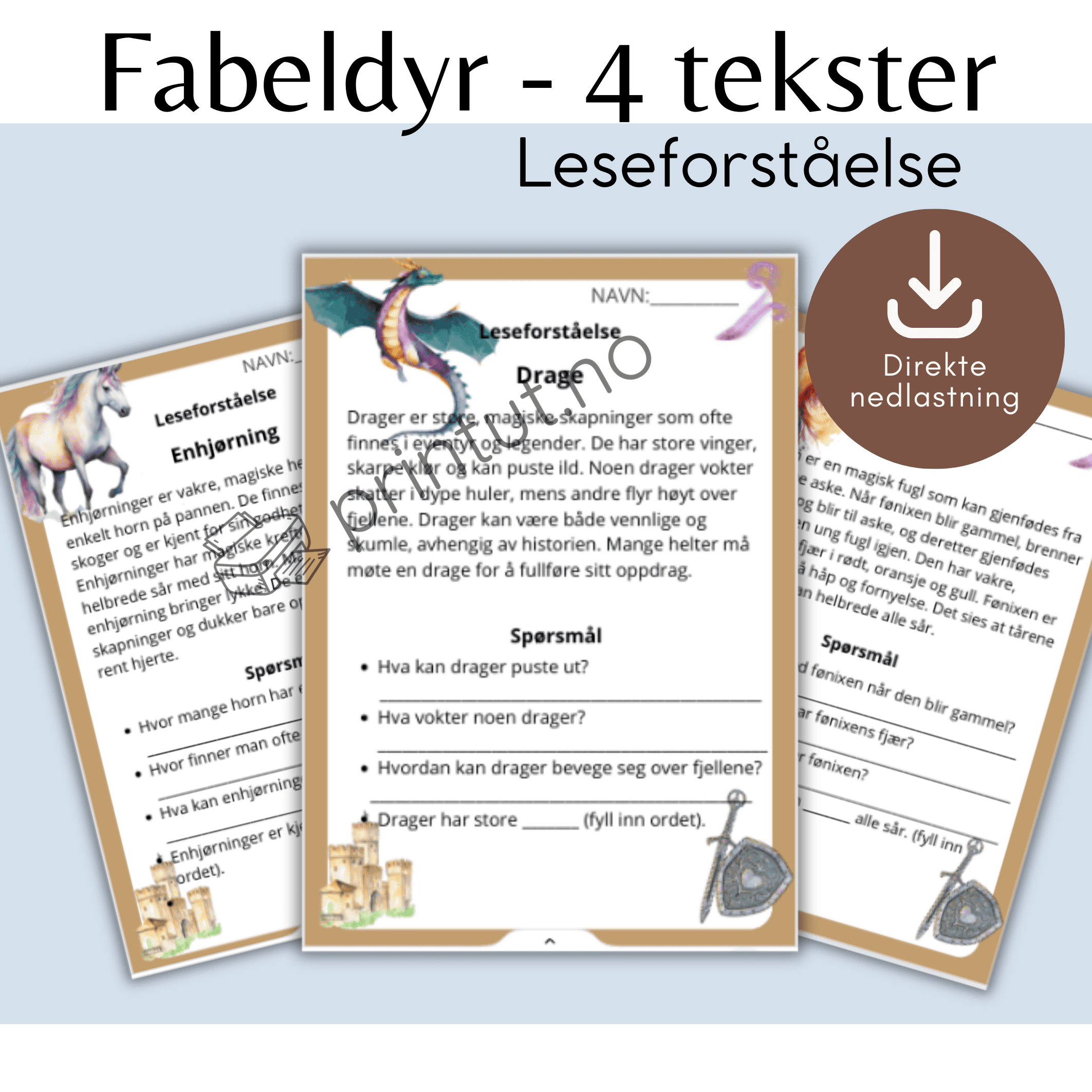 Leseforståelse-fabeldyr