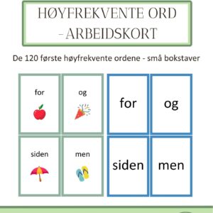 De 120 første høyfrekvente ord - arbeidskort - små bokstaver