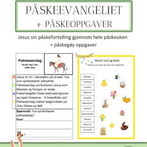 Påskeevangeliet i små tekstoppgaver + påskeoppgaver og aktiviteter