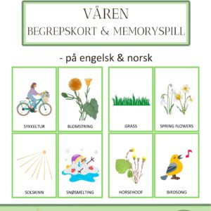 Våren - begrepskort & memoryspill - på norsk & engelsk