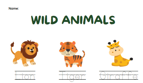 Arbeidsark – Wild animals
