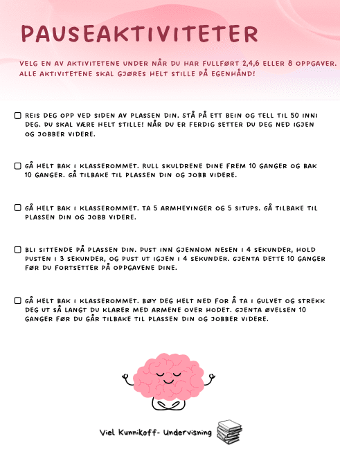 Pauseaktiviteter – Brain breaks