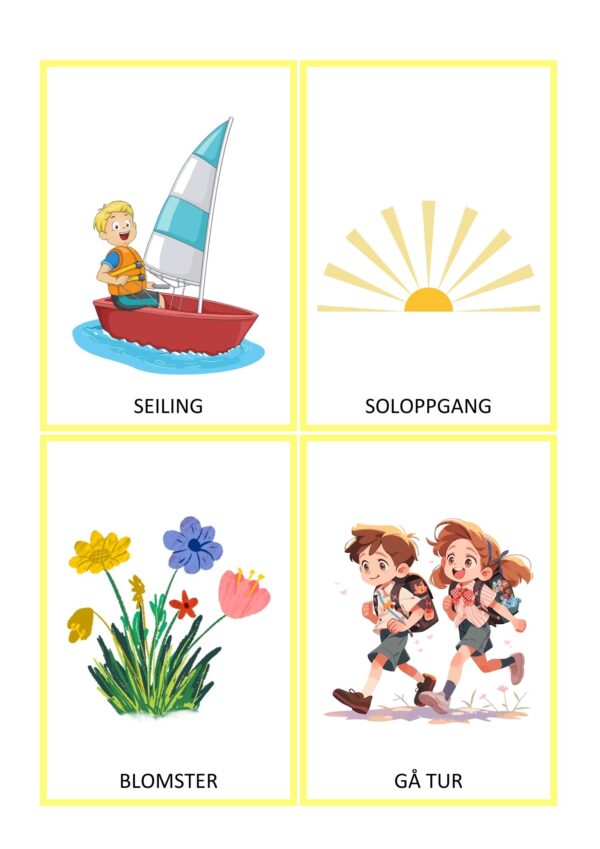 Sommer - begrepskort og memoryspill - på norsk & engelsk - Bilde 3