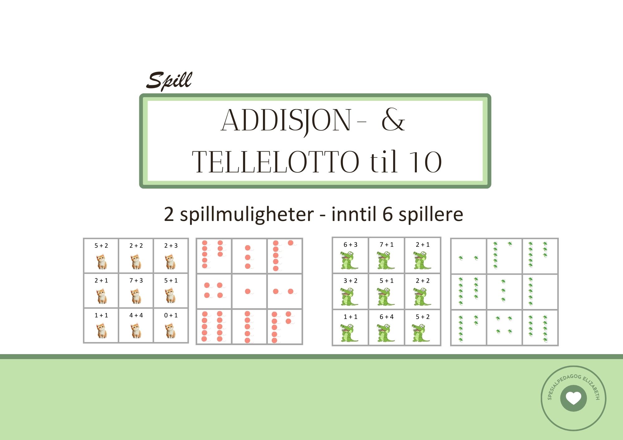 Addisjon- og tellelotto, addisjon og telling opp til 10 ...