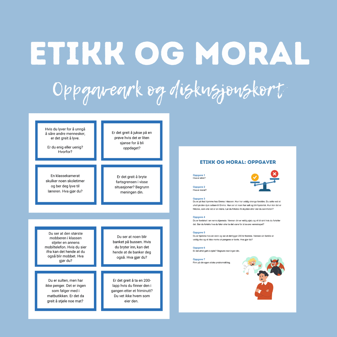 Etikk Og Moral oppgaver Og Diskusjonskort 